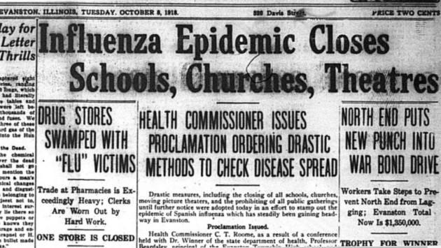 Pandemic 1918 newspaper headline, eerily similar to ones we see in 2020!