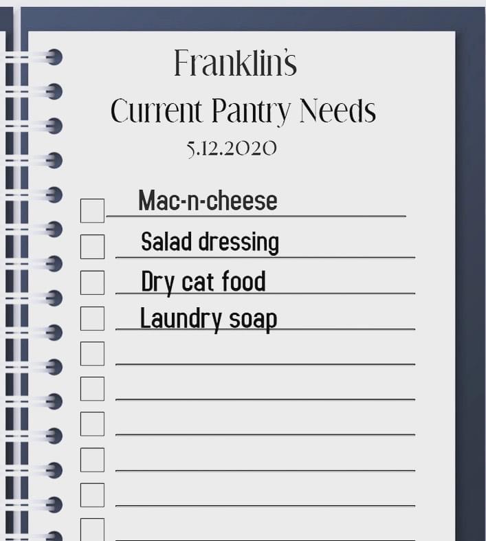 Franklin Community Center Food Pantry Shopping List - made donating simple and easy.