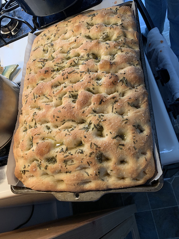 Baking has played a major role in Covid sanity. Home made Focaccia here...