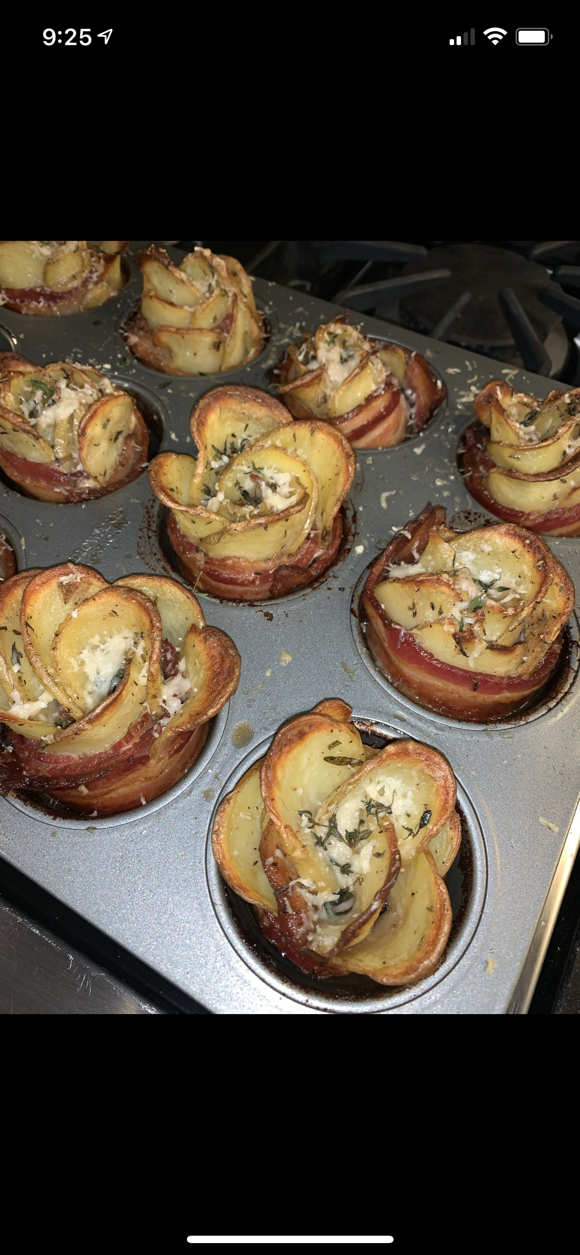 Bacon Wrapped Rosemary and Thyme Potato Roses I made. Adheres to what I took on over quarantine.