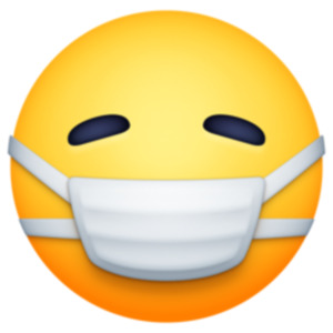 An "emoji" or symbol used to convey an idea of feeling without typing words in text. This one tells you to wear your mask - or supports doing so.