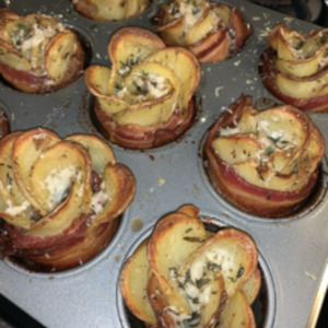 Bacon Wrapped Rosemary and Thyme Potato Roses I made. Adheres to what I took on over quarantine.